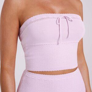 Meshki Kyra Waffle Knit Tube Top - Rosewater - Size XS